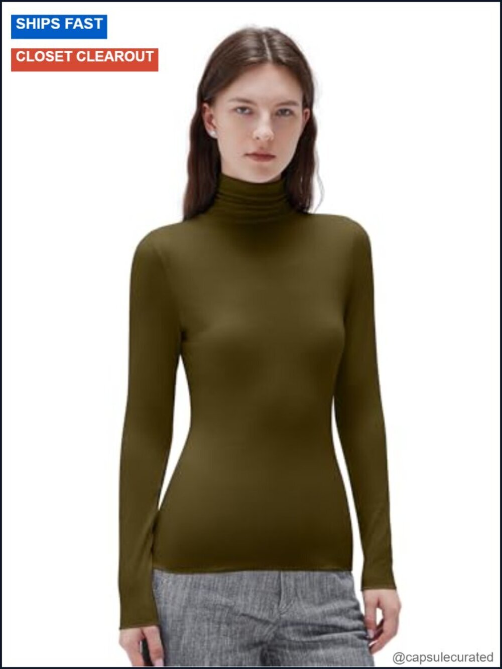 Cashmere Blend Turtleneck Fitted Long Sleeve Thermal Top